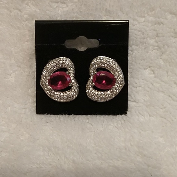 Cinderella Jewelry Collection Jewelry - Platinum SS raspberry rhodalite garnet earrings